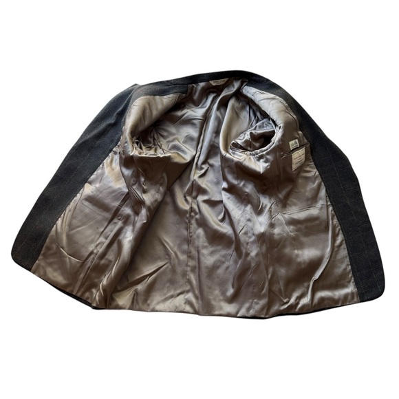 Evan Picone Men’s Wool Blazer Sport  Jacket Green Size 40S Check Vintage Office - Picture 8 of 12